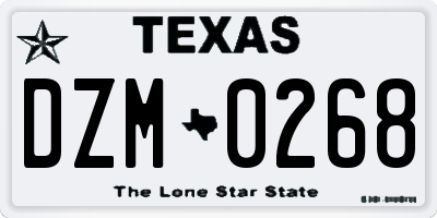 TX license plate DZM0268