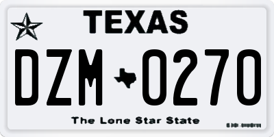 TX license plate DZM0270