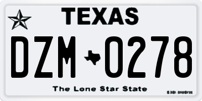 TX license plate DZM0278