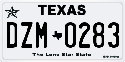 TX license plate DZM0283