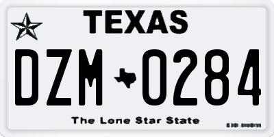 TX license plate DZM0284