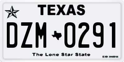 TX license plate DZM0291