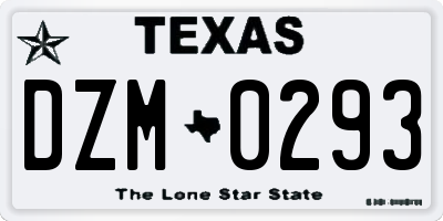TX license plate DZM0293