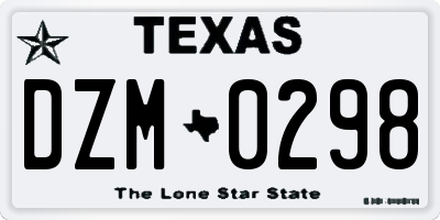 TX license plate DZM0298