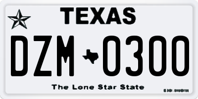 TX license plate DZM0300