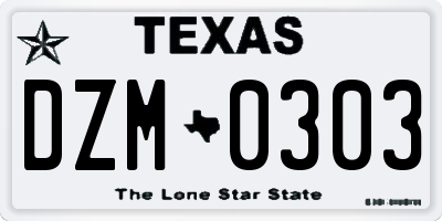 TX license plate DZM0303