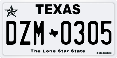 TX license plate DZM0305