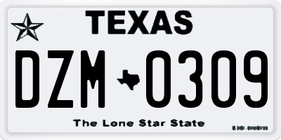 TX license plate DZM0309