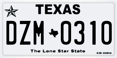 TX license plate DZM0310