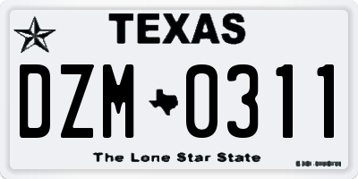 TX license plate DZM0311