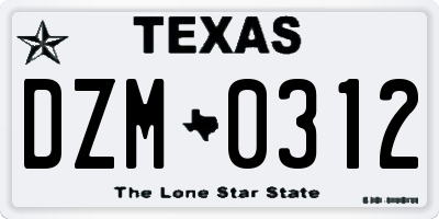 TX license plate DZM0312