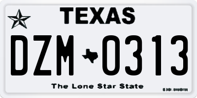 TX license plate DZM0313