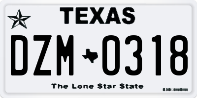 TX license plate DZM0318
