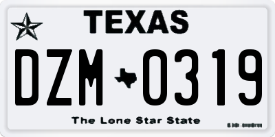 TX license plate DZM0319