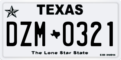 TX license plate DZM0321