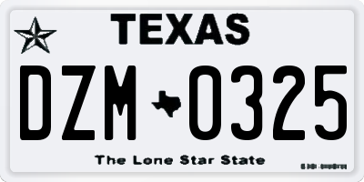 TX license plate DZM0325