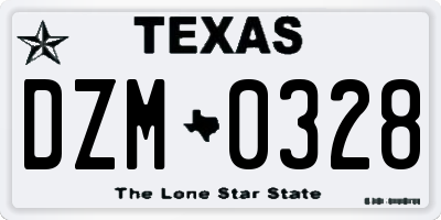 TX license plate DZM0328