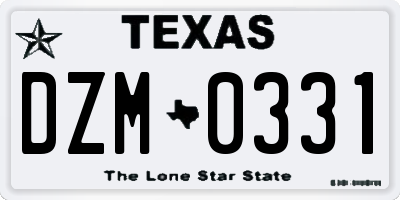 TX license plate DZM0331