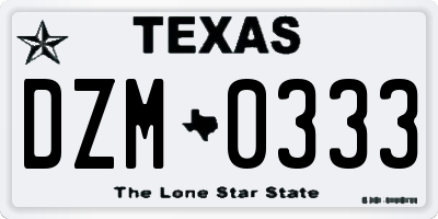 TX license plate DZM0333
