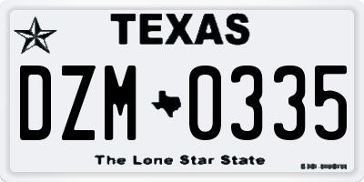 TX license plate DZM0335
