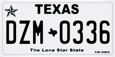 TX license plate DZM0336