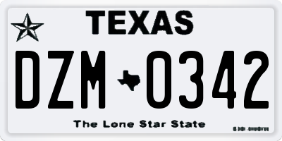 TX license plate DZM0342