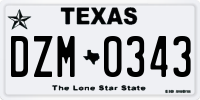 TX license plate DZM0343