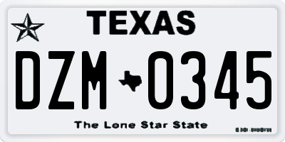 TX license plate DZM0345