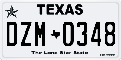 TX license plate DZM0348