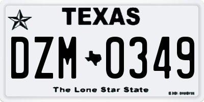 TX license plate DZM0349