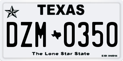 TX license plate DZM0350
