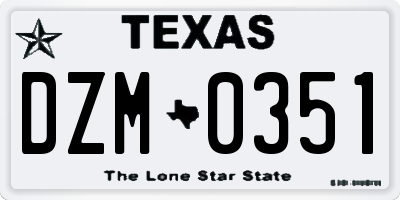 TX license plate DZM0351