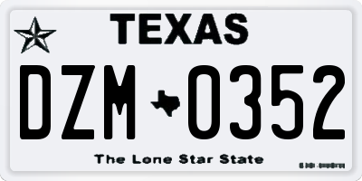 TX license plate DZM0352