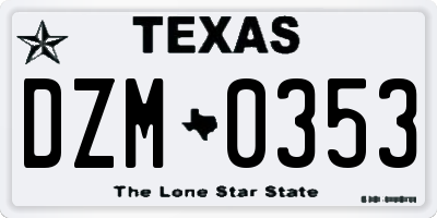 TX license plate DZM0353