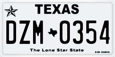 TX license plate DZM0354