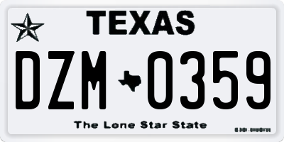 TX license plate DZM0359