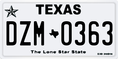 TX license plate DZM0363
