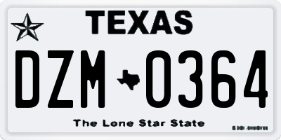 TX license plate DZM0364