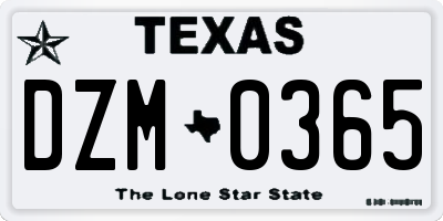 TX license plate DZM0365
