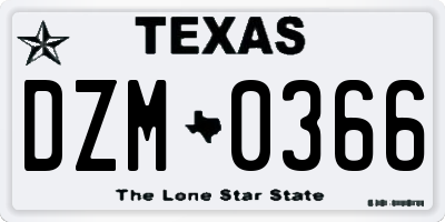 TX license plate DZM0366