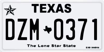 TX license plate DZM0371
