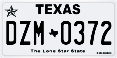 TX license plate DZM0372