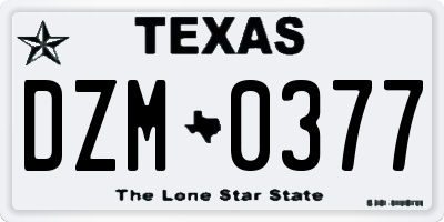TX license plate DZM0377