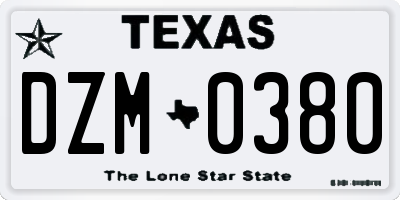 TX license plate DZM0380