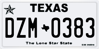 TX license plate DZM0383
