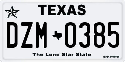 TX license plate DZM0385