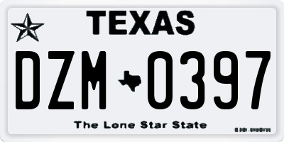 TX license plate DZM0397