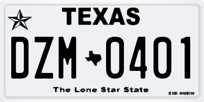 TX license plate DZM0401