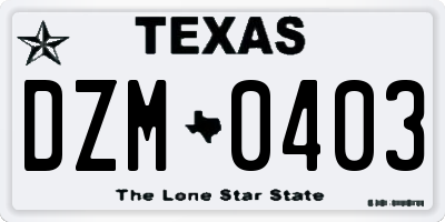 TX license plate DZM0403