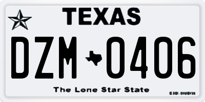 TX license plate DZM0406